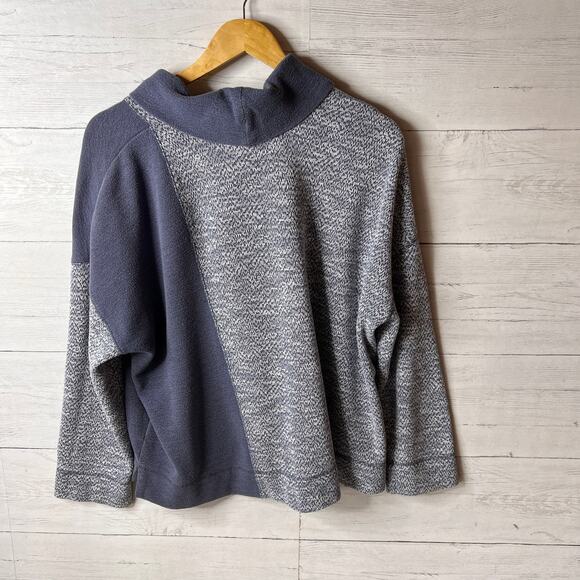 J Jill Pullover Womens Size Large Blue & White Marled Colorblock Cowl Neck - Picture 10 of 16